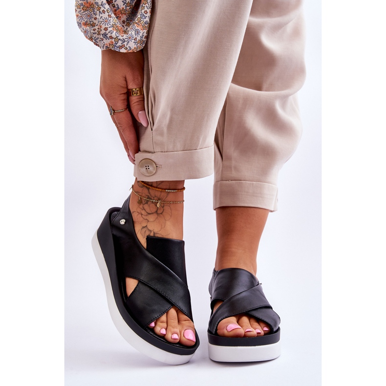 Lemar Keilsandalen aus schwarzem Morgan-Leder 1