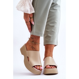 Lemar Plateau-Sandalen aus Leder für Damen Beige Lucami 1