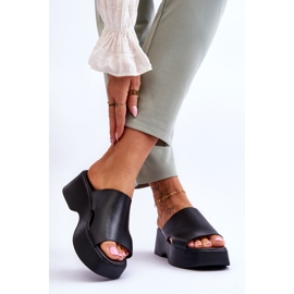 Lemar Plateau-Slipper aus Leder für Damen Schwarz Lucami 2