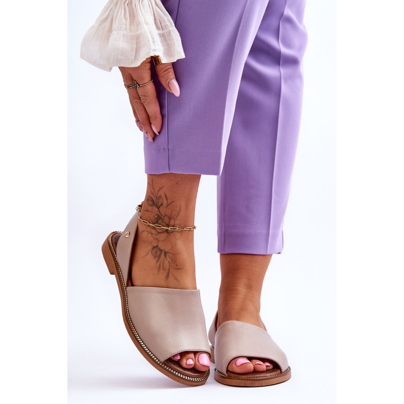 Lemar Alivia Beige Leder Slip On Sandalen 1