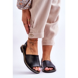 Lemar Alivia schwarze Leder-Sandalen zum Hineinschlüpfen 1