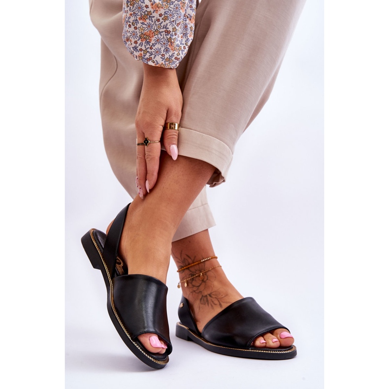 Lemar Alivia schwarze Leder-Sandalen zum Hineinschlüpfen 2