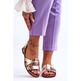 Zazoo Bequeme Slip-On-Sandalen aus goldfarbenem Kayla-Leder golden 1