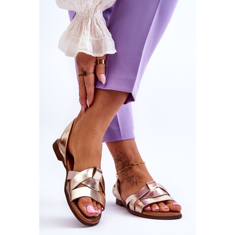 Zazoo Bequeme Slip-On-Sandalen aus goldfarbenem Kayla-Leder golden 2