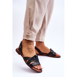 Zazoo Bequeme Slip-On-Sandalen aus schwarzem Kayla-Leder 2