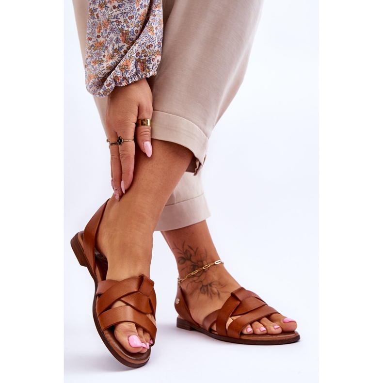 Zazoo Bequeme Slip-On-Sandalen aus braunem Kayla-Leder 2