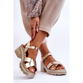 PS1 Goldene Hillary-Sandalen für Damen mit massiven Absätzen 2