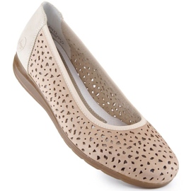Durchbrochene Lederschuhe Rieker W L9365-61 beige 1