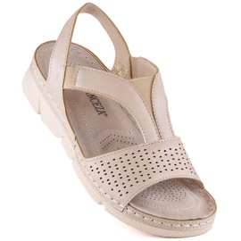 Bequeme Damen-Sandalen mit Gummizug Vinceza 2237 beige 1