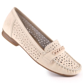Bequemer durchbrochener Loafer Rieker W 40068-60 beige 1