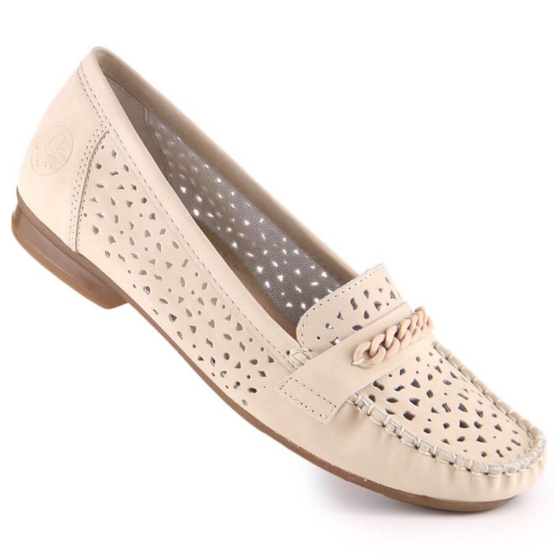 Bequemer durchbrochener Loafer Rieker W 40068-60 beige 1