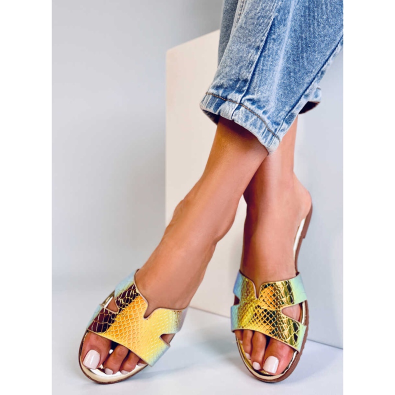 BM Opaleszierende Duey Gold Hausschuhe für Damen golden 2