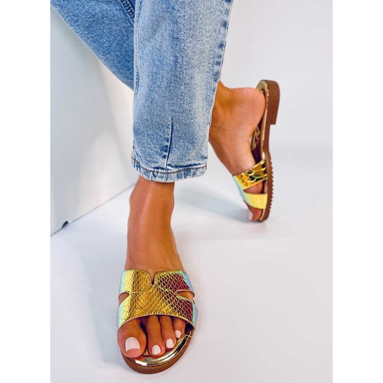 BM Opaleszierende Duey Gold Hausschuhe für Damen golden 1