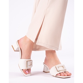 Damenhausschuhe mit niedrigem Absatz Shelovet weiß 1