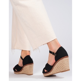 Schwarze Espadrille-Sandalen mit Keilabsatz von Shelovet 2
