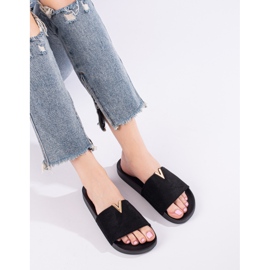 Klassische Shelovet-Hausschuhe aus schwarzem Wildleder für Damen 1