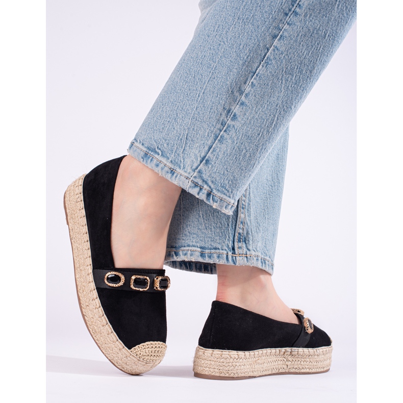 Damen-Espadrilles auf der Plattform Shelovet aus schwarzem Wildleder 2