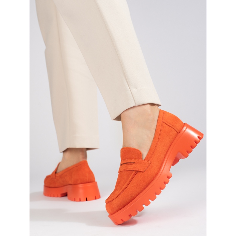 Orange Wildlederloafer von Shelovet 1