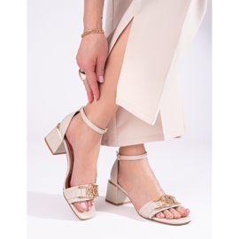 Damen-Sandalen von Shelovet mit Blockabsatz in Beige 1