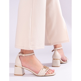 Damen-Sandalen von Shelovet mit Blockabsatz in Beige 2