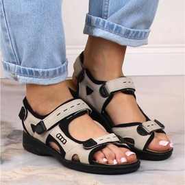 Bequeme Damen Sportsandalen mit Klettverschluss beige Rieker 64582-60 4