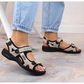 Bequeme Damen Sportsandalen mit Klettverschluss beige Rieker 64582-60 3