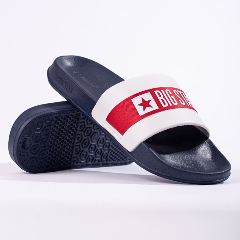 Leichte Herrenhausschuhe Big Star LL174455 marineblau weiß 1