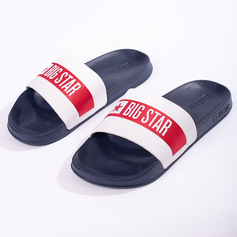 Leichte Herrenhausschuhe Big Star LL174455 marineblau weiß 2