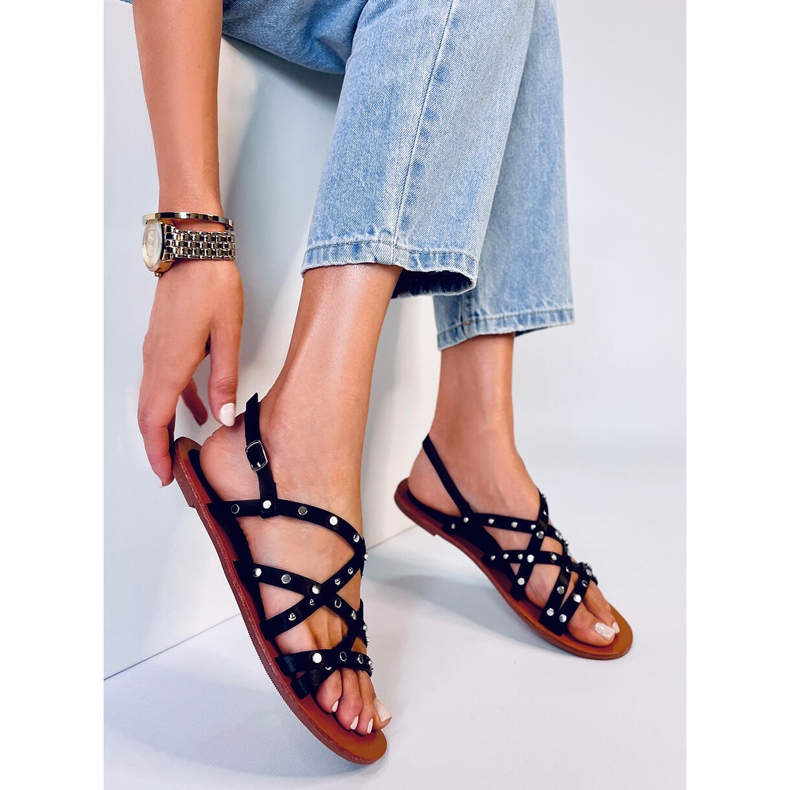 Capriati schwarze römische Sandalen 2