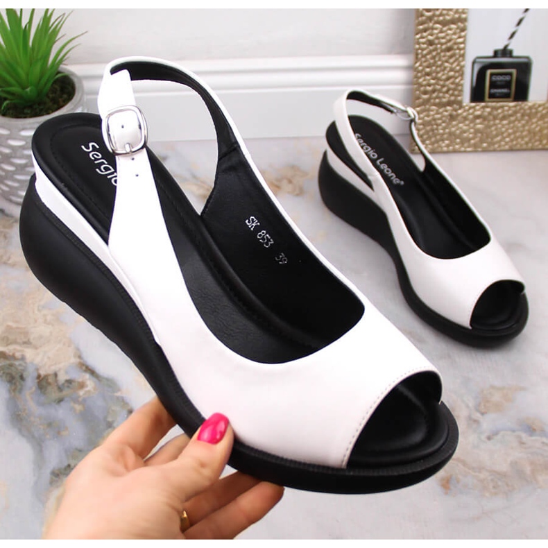 Keilsandalen für Damen weiß Sergio Leone SK853 1