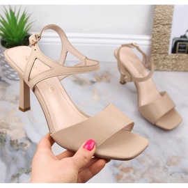 Beige Pin-Sandalen für Damen Sergio Leone SK902 1