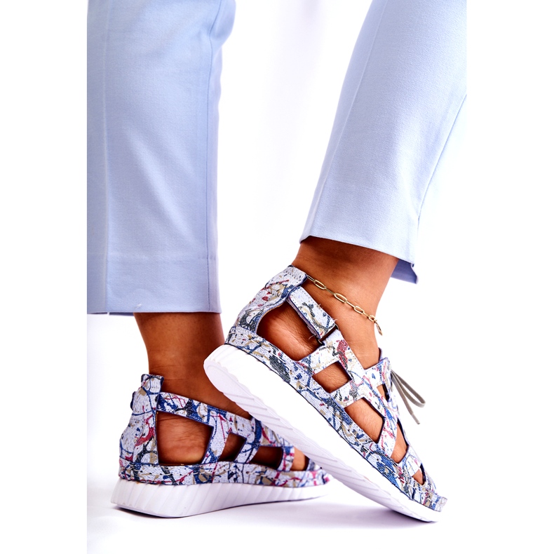 Maciejka Damen Ledersandalen mit Klettverschluss 05375-06 Blau 4