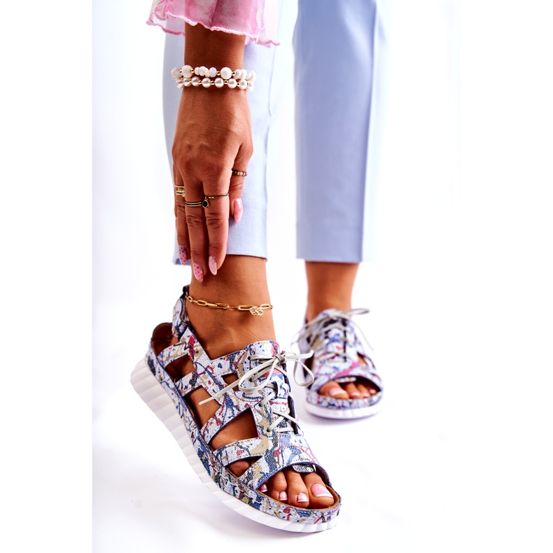 Maciejka Damen Ledersandalen mit Klettverschluss 05375-06 Blau 1