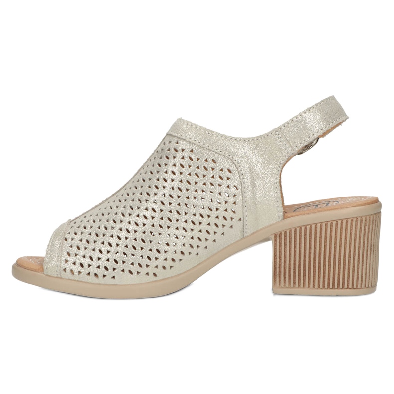 Beige/goldene durchbrochene Ledersandalen Filippo DS4475 4