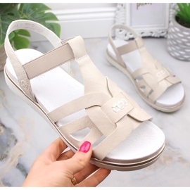 Bequeme Damen-Slipper mit Gummizug ecru Rieker V5052-80 beige 2