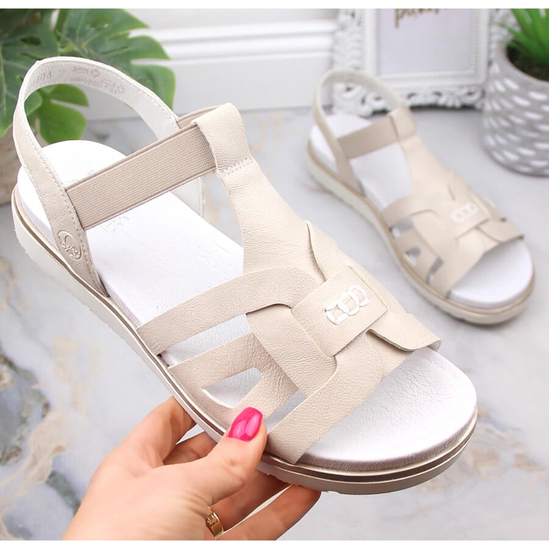 Bequeme Damen-Slipper mit Gummizug ecru Rieker V5052-80 beige 2