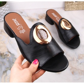 Elegante schwarze Damenpantoffeln mit Absatz Jezzi ASA214-1 1