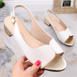 Weiße flache Damensandalen Sergio Leone SK829 1