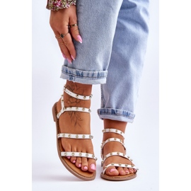 PG1 Damensandalen mit dekorativen Nieten Weiß Dorothy 1