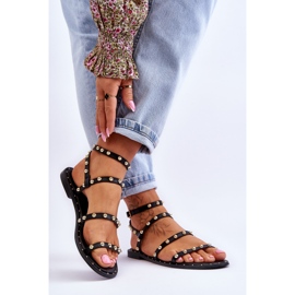 PG1 Damensandalen mit dekorativen Nieten Schwarz Dorothy 2