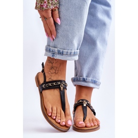 Damen-Flip-Flops mit Kette Schwarz Jessica 1