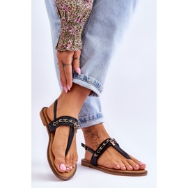 Damen-Flip-Flops mit Kette Schwarz Jessica 2