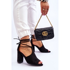 PG1 Schwarze Sophie Wildleder-Schnürsandalen mit hohem Absatz 2