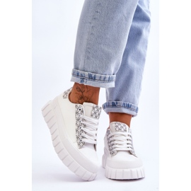 PG1 Damen-Leder-Plateau-Turnschuhe Weiß Alison 1