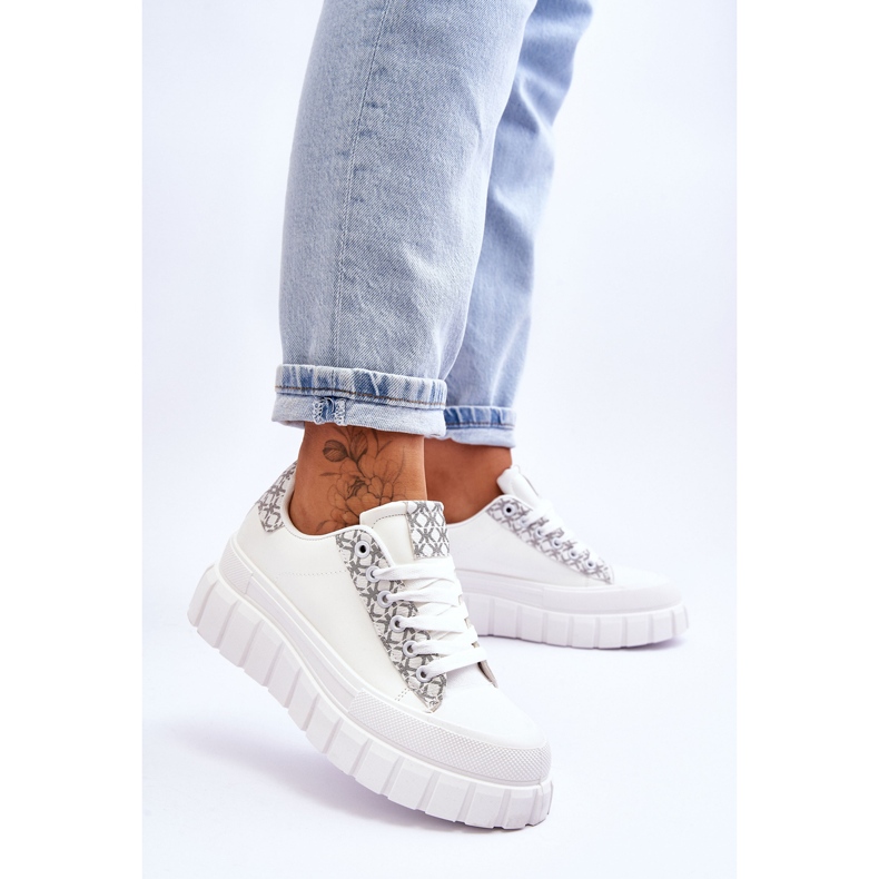 PG1 Damen-Leder-Plateau-Turnschuhe Weiß Alison 2