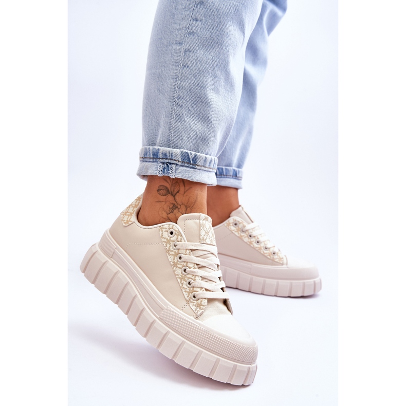 PG1 Plateau-Turnschuhe aus Leder für Damen Beige Alison 2