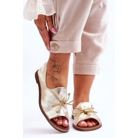 Frauen Leder Ballerinas Zazoo 2660/007 Gold golden 1