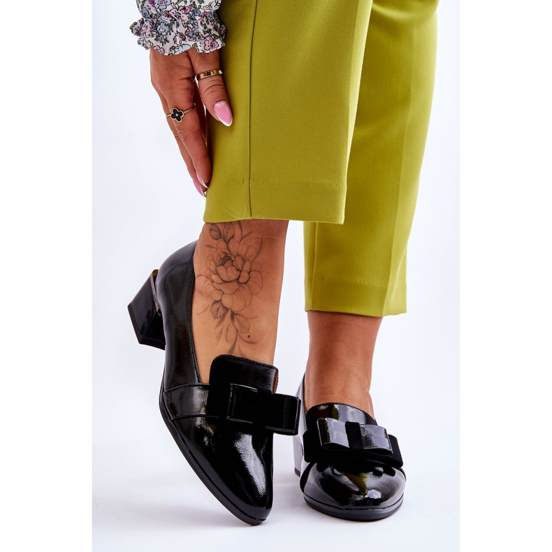 Vinceza Modischer Lacklederpumps mit dekorativer Schleife Shira Black schwarz 1