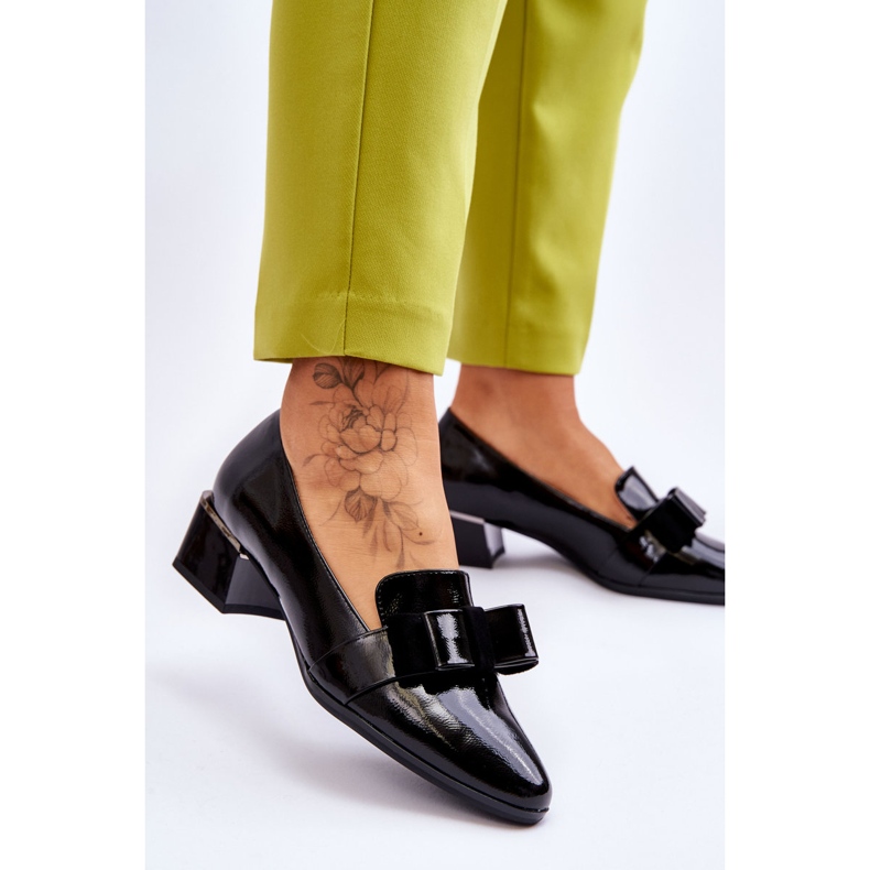 Vinceza Modischer Lacklederpumps mit dekorativer Schleife Shira Black schwarz 2