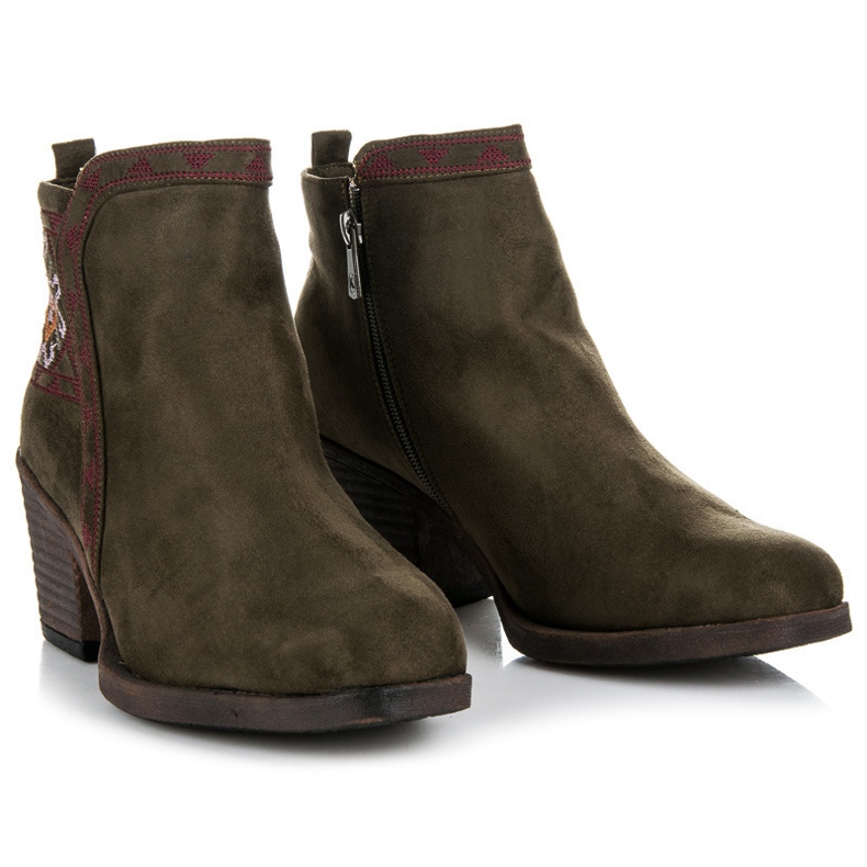 Kylie Stiefel mit ethnischem Muster grün 2